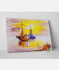 ABSTRACT Fishing Boats Canvas Art Oil Painting Wall Print Picture Decor