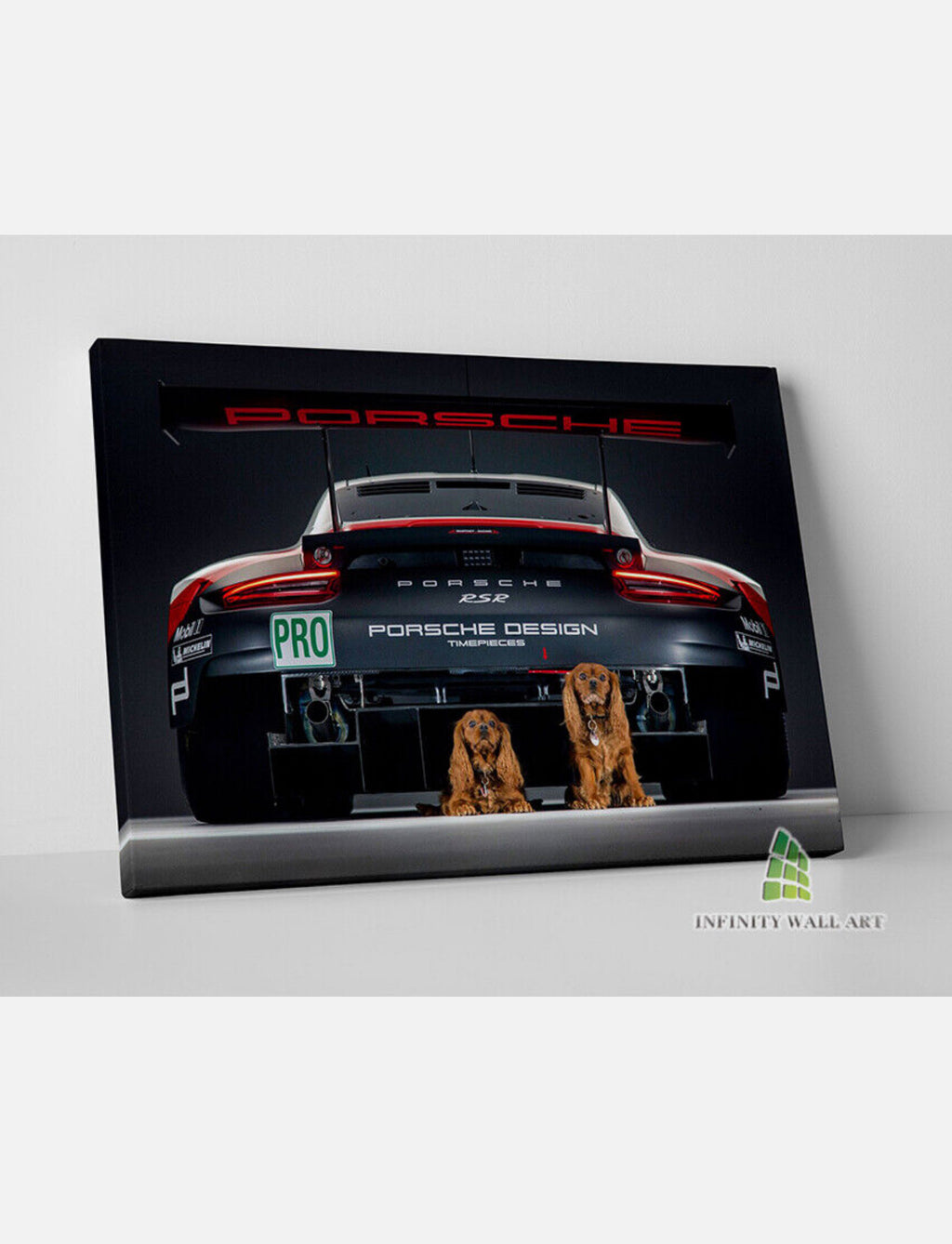 Porsche 911 with Dogs Canvas Print: Gift, Racing Sports Car Modern Decor, For Gaming and living Room Setup Modern Canvas Wall Art