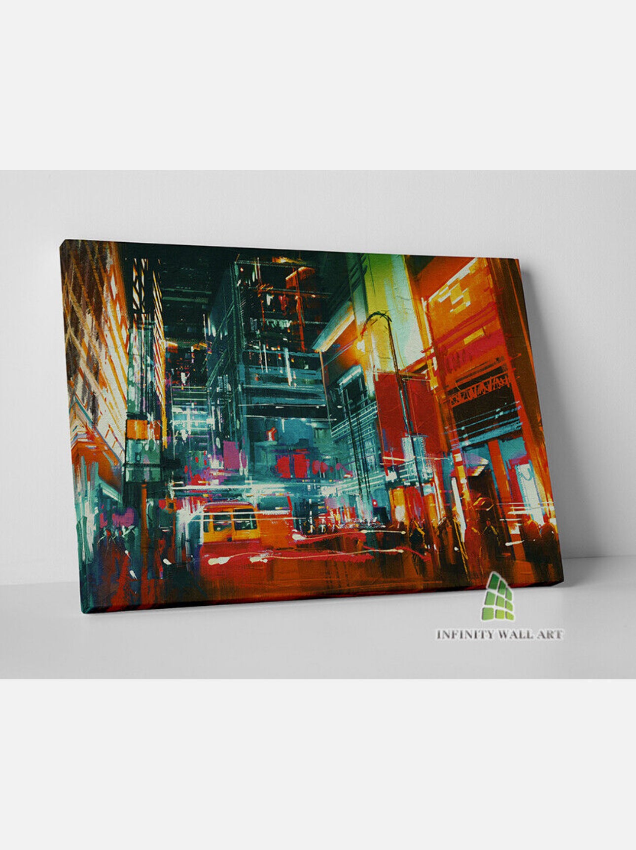 City Street Nightlife Canvas Art Oil Painting Wall Art Print Picture Decor