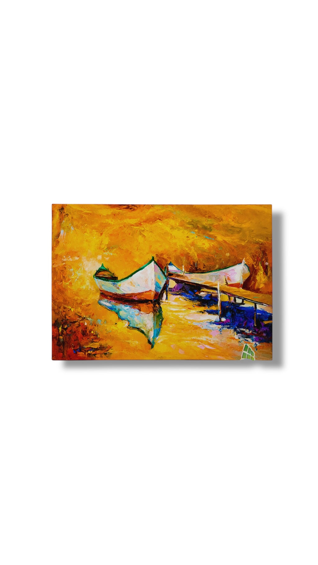 ABSTRACT Canvas Art Sunset & Boats Oil Painting Wall Print Picture Decor