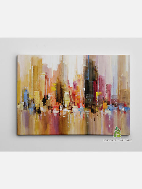 ABSTRACT CITY SKYLINE Canvas Art Oil Painting Wall Art Print Picture Decor
