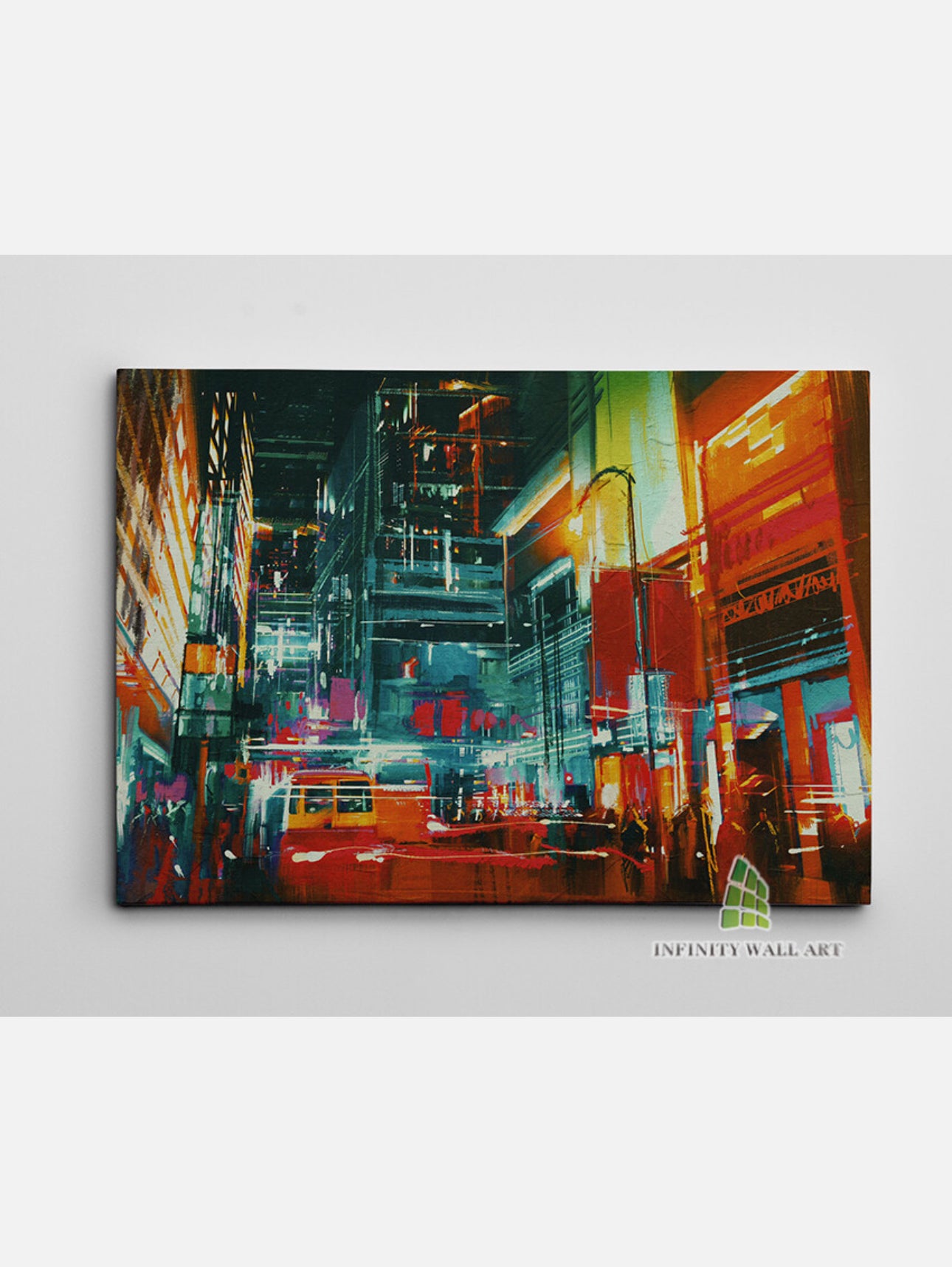 City Street Nightlife Canvas Art Oil Painting Wall Art Print Picture Decor