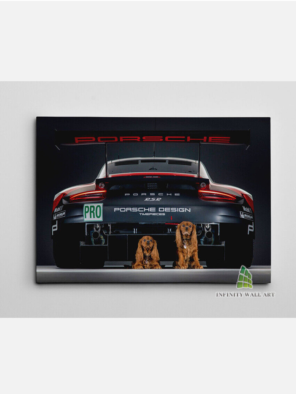 Porsche 911 with Dogs Canvas Print: Gift, Racing Sports Car Modern Decor, For Gaming and living Room Setup Modern Canvas Wall Art