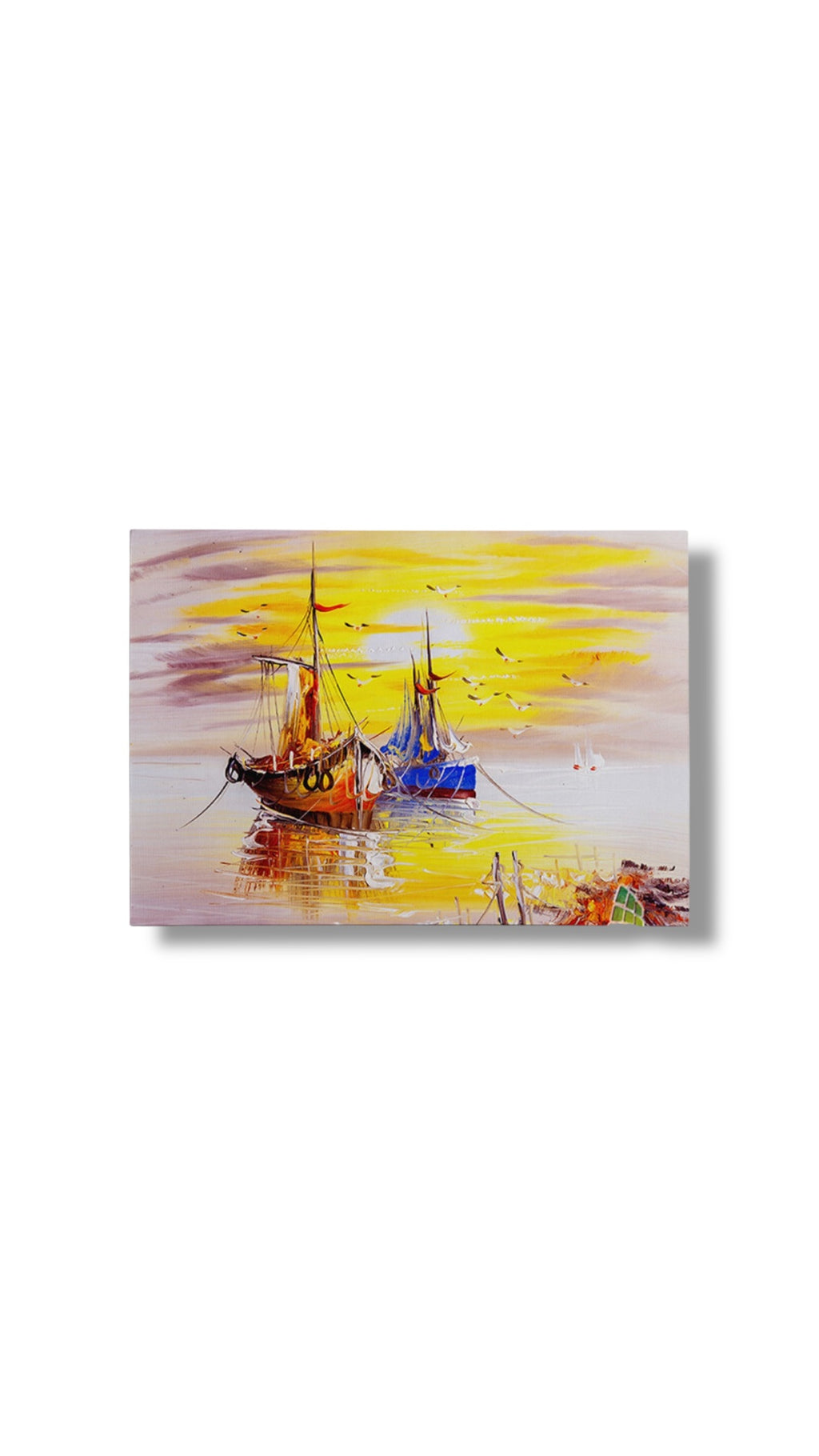 ABSTRACT Fishing Boats Canvas Art Oil Painting Wall Print Picture Decor
