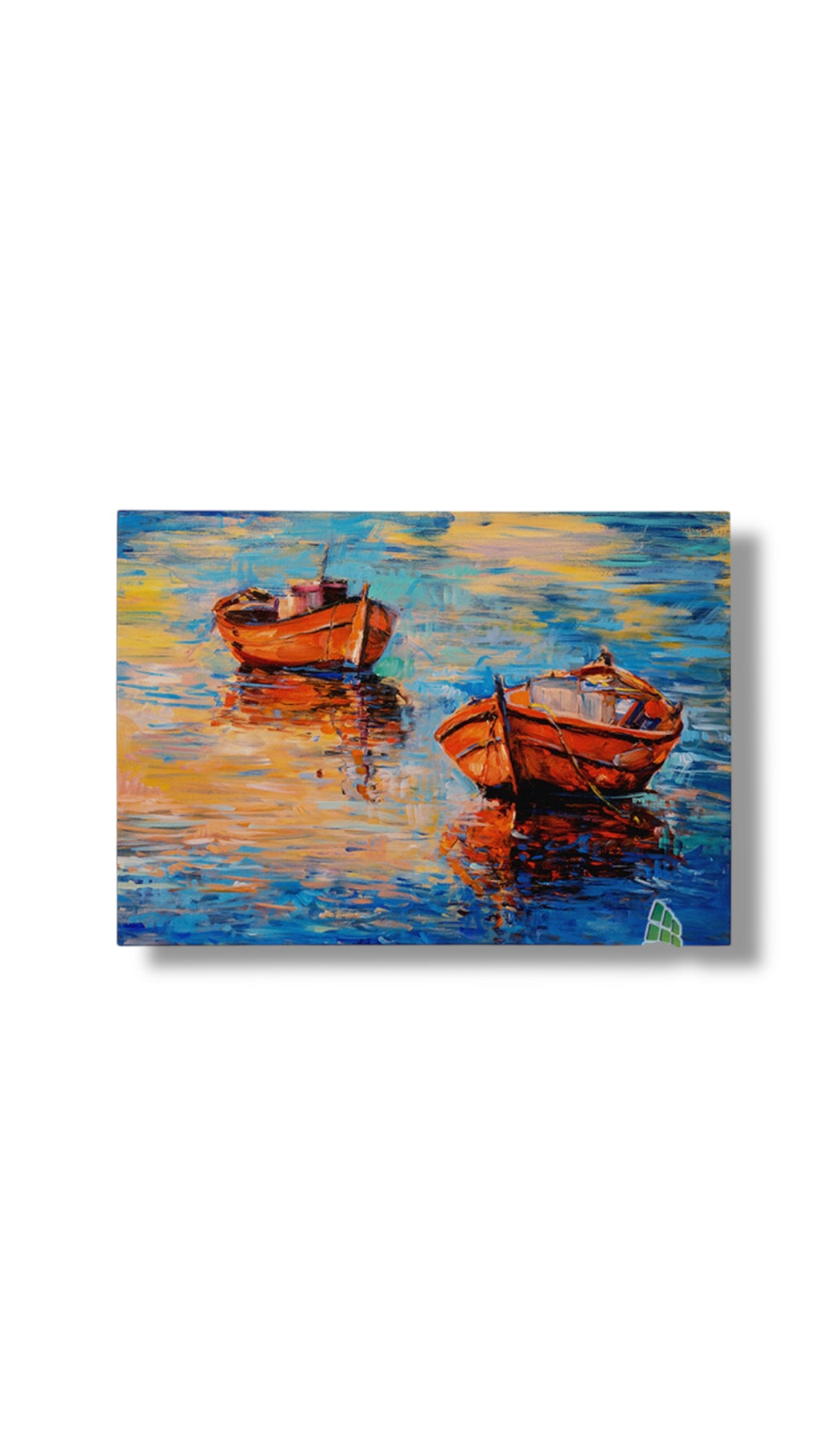 ABSTRACT Sunset & Boats Canvas Art Oil Painting Wall Print Picture Decor