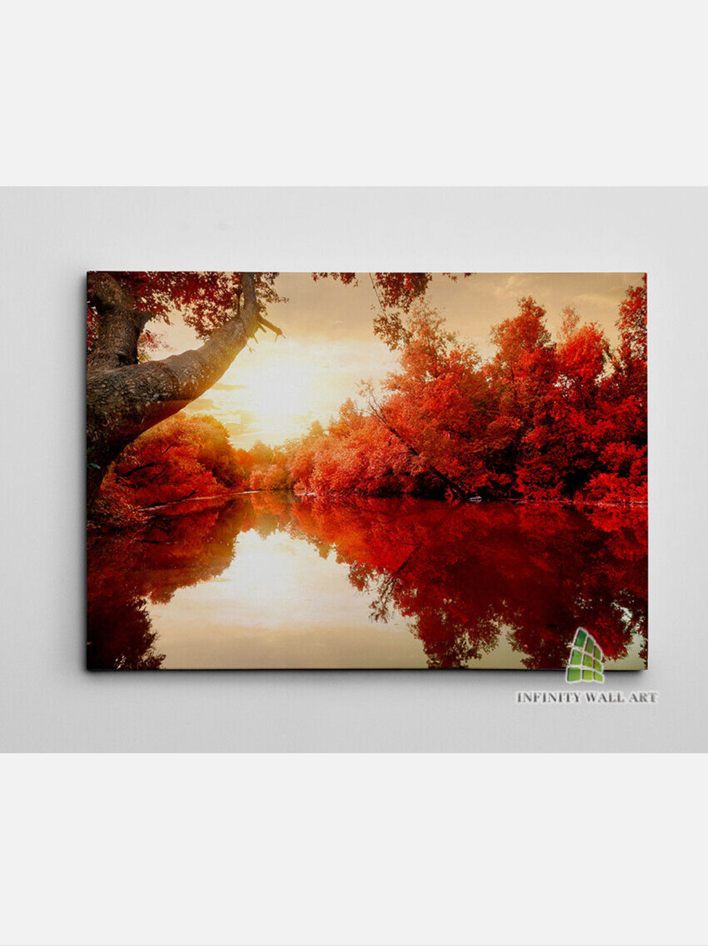 Tranquil Red Lake Sunset Canvas Art Wall Art Print Picture Canvas Decor