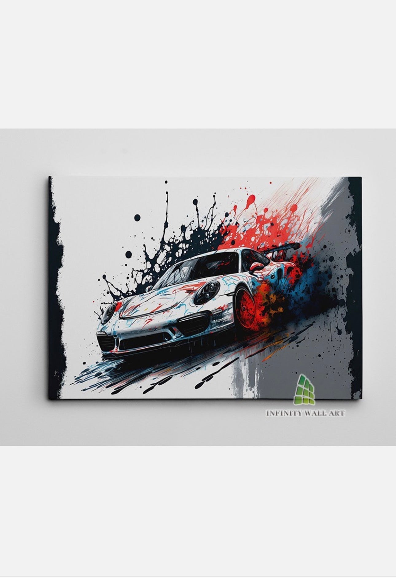 Porsche Car Colour Splash Canvas Art Wall Art Print Picture Framed Decor